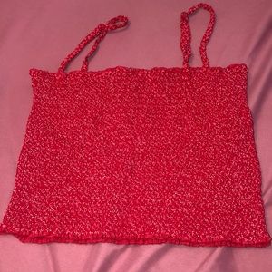 Brandy Red Smocked Floral Tube Top